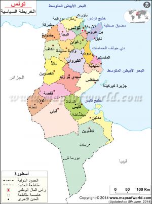 نقشه سیاسی کشور تونس